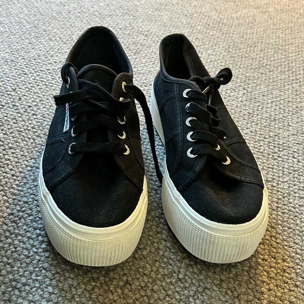 Superga Women's Black Canvas Sneakers